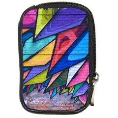 Urban Colorful Graffiti Brick Wall Industrial Scale Abstract Pattern Compact Camera Leather Case by genx