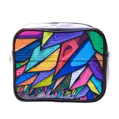 Urban Colorful Graffiti Brick Wall Industrial Scale Abstract Pattern Mini Toiletries Bag (one Side) by genx