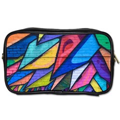 Urban Colorful Graffiti Brick Wall Industrial Scale Abstract Pattern Toiletries Bag (one Side) by genx