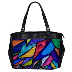 Urban Colorful Graffiti Brick Wall Industrial Scale Abstract Pattern Oversize Office Handbag by genx