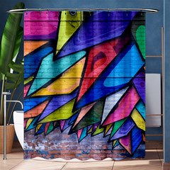 Urban Colorful Graffiti Brick Wall Industrial Scale Abstract Pattern Shower Curtain 60  X 72  (medium)  by genx