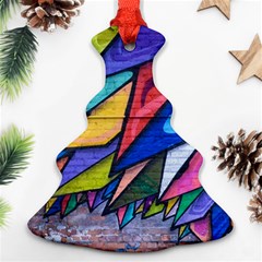 Urban Colorful Graffiti Brick Wall Industrial Scale Abstract Pattern Christmas Tree Ornament (two Sides) by genx