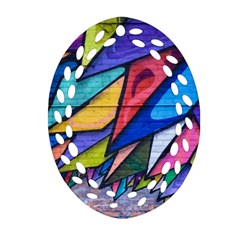 Urban Colorful Graffiti Brick Wall Industrial Scale Abstract Pattern Ornament (oval Filigree) by genx