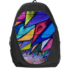 Urban Colorful Graffiti Brick Wall Industrial Scale Abstract Pattern Backpack Bag by genx