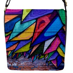 Urban Colorful Graffiti Brick Wall Industrial Scale Abstract Pattern Flap Closure Messenger Bag (s) by genx