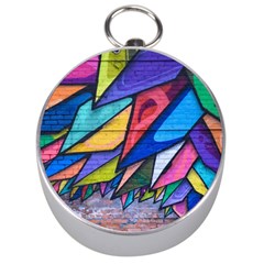 Urban Colorful Graffiti Brick Wall Industrial Scale Abstract Pattern Silver Compasses by genx