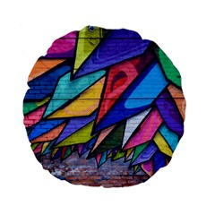 Urban Colorful Graffiti Brick Wall Industrial Scale Abstract Pattern Standard 15  Premium Flano Round Cushions by genx