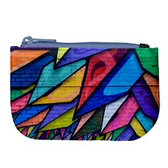 Urban Colorful Graffiti Brick Wall Industrial Scale Abstract Pattern Large Coin Purse by genx