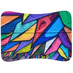 Urban Colorful Graffiti Brick Wall Industrial Scale Abstract Pattern Velour Seat Head Rest Cushion by genx