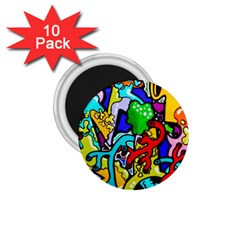 Graffiti Abstract With Colorful Tubes And Biology Artery Theme 1 75  Magnets (10 Pack)  by genx