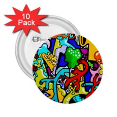 Graffiti Abstract With Colorful Tubes And Biology Artery Theme 2 25  Buttons (10 Pack)  by genx