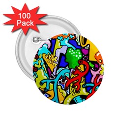 Graffiti Abstract With Colorful Tubes And Biology Artery Theme 2 25  Buttons (100 Pack)  by genx