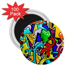 Graffiti Abstract With Colorful Tubes And Biology Artery Theme 2 25  Magnets (100 Pack)  by genx