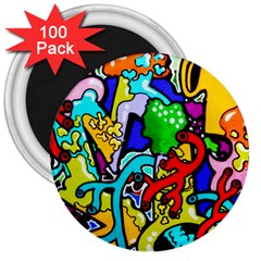 Graffiti Abstract With Colorful Tubes And Biology Artery Theme 3  Magnets (100 Pack) by genx