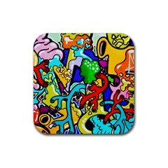 Graffiti Abstract With Colorful Tubes And Biology Artery Theme Rubber Coaster (square)  by genx