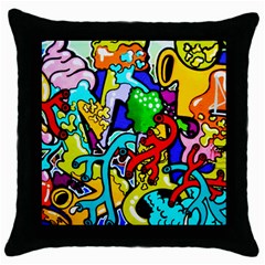 Graffiti Abstract With Colorful Tubes And Biology Artery Theme Throw Pillow Case (black) by genx