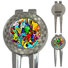 Graffiti Abstract With Colorful Tubes And Biology Artery Theme 3-in-1 Golf Divots by genx