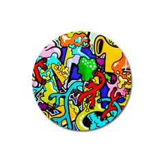 Graffiti Abstract With Colorful Tubes And Biology Artery Theme Magnet 3  (round) by genx