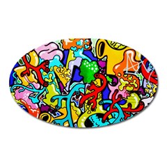 Graffiti Abstract With Colorful Tubes And Biology Artery Theme Oval Magnet by genx