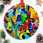 Graffiti abstract with colorful tubes and biology artery theme Round Ornament (Two Sides) Front