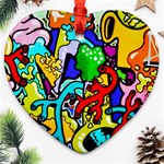 Graffiti abstract with colorful tubes and biology artery theme Heart Ornament (Two Sides) Back