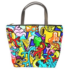 Graffiti Abstract With Colorful Tubes And Biology Artery Theme Bucket Bag by genx