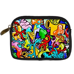 Graffiti Abstract With Colorful Tubes And Biology Artery Theme Digital Camera Leather Case by genx