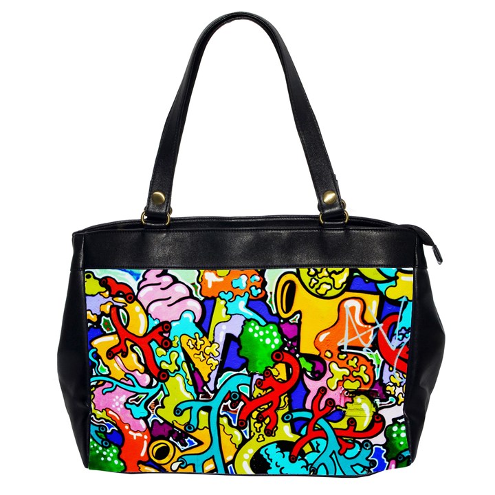 Graffiti abstract with colorful tubes and biology artery theme Oversize Office Handbag (2 Sides)