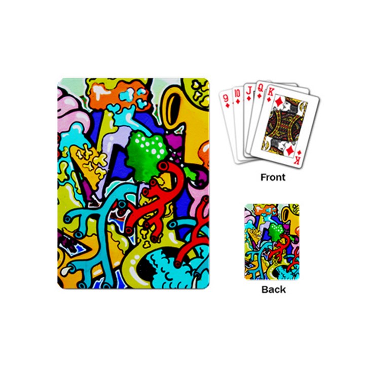 Graffiti abstract with colorful tubes and biology artery theme Playing Cards (Mini)