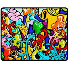 Graffiti Abstract With Colorful Tubes And Biology Artery Theme Double Sided Fleece Blanket (medium)  by genx