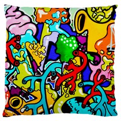 Graffiti Abstract With Colorful Tubes And Biology Artery Theme Large Flano Cushion Case (one Side) by genx