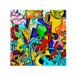 Graffiti Abstract With Colorful Tubes And Biology Artery Theme Small Satin Scarf (square) by genx