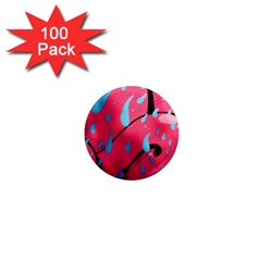 Graffiti Watermelon Pink With Light Blue Drops Retro 1  Mini Magnets (100 Pack)  by genx