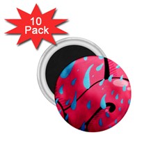 Graffiti Watermelon Pink With Light Blue Drops Retro 1 75  Magnets (10 Pack)  by genx