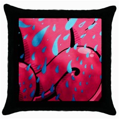 Graffiti Watermelon Pink With Light Blue Drops Retro Throw Pillow Case (black) by genx