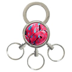 Graffiti Watermelon Pink With Light Blue Drops Retro 3-ring Key Chains by genx