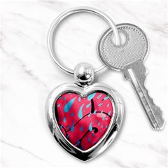 Graffiti Watermelon Pink With Light Blue Drops Retro Key Chains (heart)  by genx