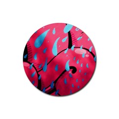 Graffiti Watermelon Pink With Light Blue Drops Retro Rubber Round Coaster (4 Pack)  by genx