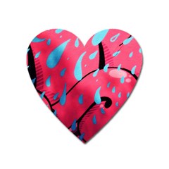 Graffiti Watermelon Pink With Light Blue Drops Retro Heart Magnet by genx