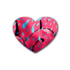 Graffiti Watermelon Pink With Light Blue Drops Retro Heart Coaster (4 Pack)  by genx