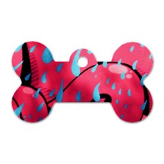 Graffiti Watermelon Pink With Light Blue Drops Retro Dog Tag Bone (one Side) by genx