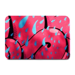 Graffiti Watermelon Pink With Light Blue Drops Retro Plate Mats by genx