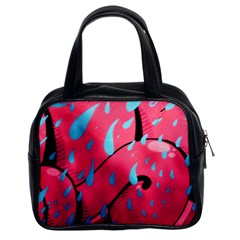 Graffiti Watermelon Pink With Light Blue Drops Retro Classic Handbag (two Sides) by genx