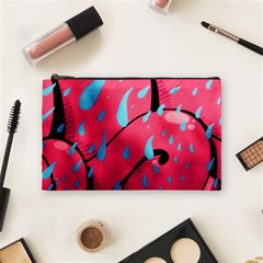 Graffiti Watermelon Pink With Light Blue Drops Retro Cosmetic Bag (medium) by genx