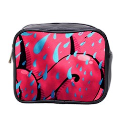 Graffiti Watermelon Pink With Light Blue Drops Retro Mini Toiletries Bag (two Sides) by genx