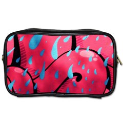 Graffiti Watermelon Pink With Light Blue Drops Retro Toiletries Bag (two Sides) by genx