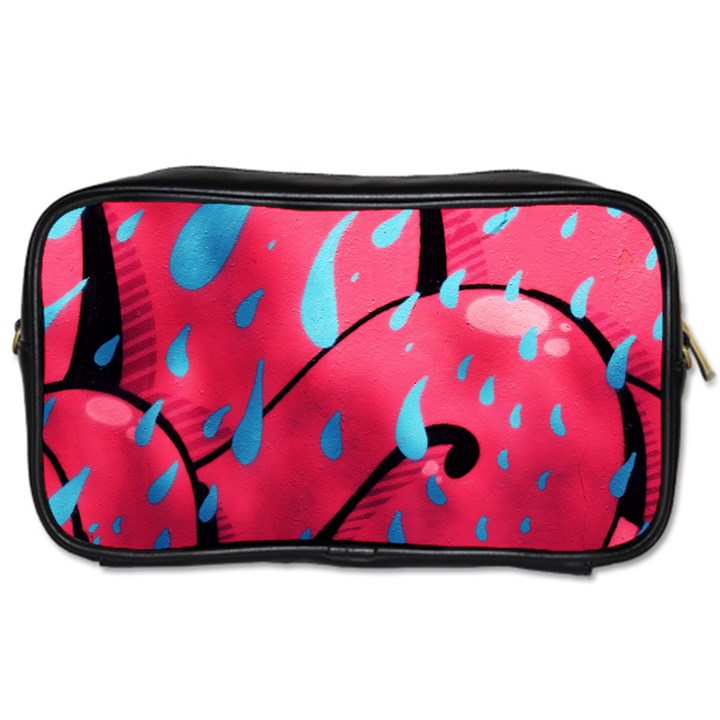 Graffiti watermelon pink with light blue drops retro Toiletries Bag (Two Sides)