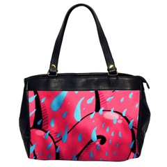 Graffiti Watermelon Pink With Light Blue Drops Retro Oversize Office Handbag (2 Sides) by genx