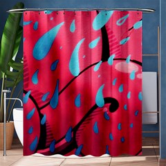 Graffiti Watermelon Pink With Light Blue Drops Retro Shower Curtain 60  X 72  (medium)  by genx