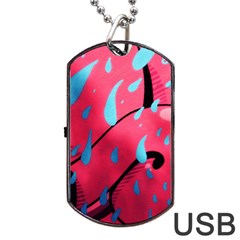 Graffiti Watermelon Pink With Light Blue Drops Retro Dog Tag Usb Flash (two Sides) by genx